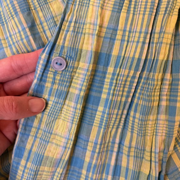 Melrose Women's Blue And Yellow Plaid Button Up Size M Vintage Y2K - Picture 4 of 16